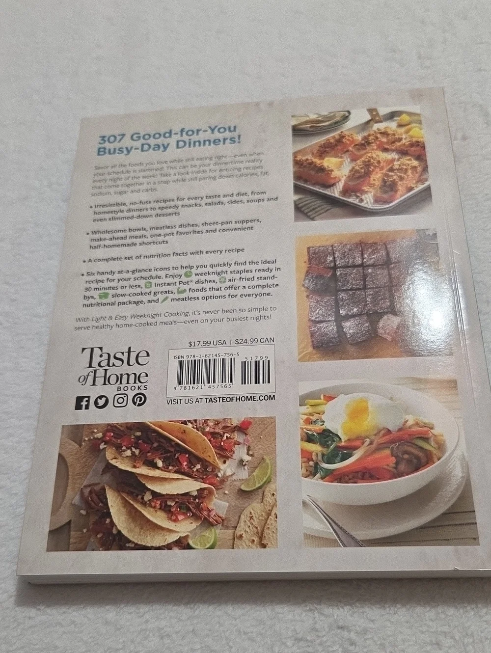 TASTE OF HOME LIGHT AND EASY WEEKNIGHT COOKING COOKBOOK